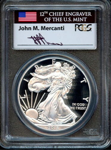 PCGS - シルバーイーグル - 1ドル - 2015年 W Mercanti サイン入り - PR-70-DCAM - 536821