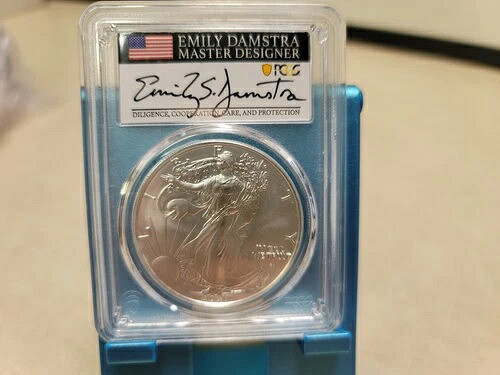 2021-W バーニッシュド シルバー イーグル タイプ2 エミリー・ダムスタ PCGS ジェム SP T9849