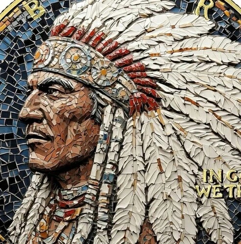 2025年 24K金メッキ 1オンス 米国イーグルモザイク ネイティブアメリカンチーフ シルバーアートコイン 56,100円