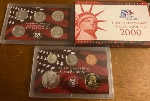 2000-S US造幣局 シルバープルーフセット 10宝石オリジナルコインボックス (鑑定書なし)-