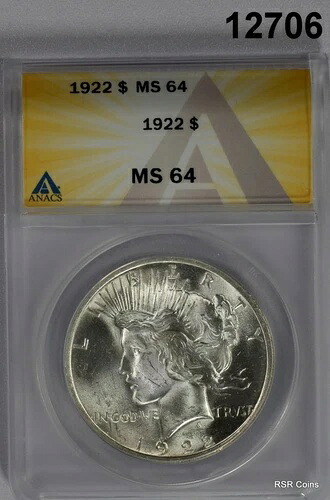 1922年 ピース シルバードル アナックス認定 MS64 ブラストホワイト 完全打刻！ #12706