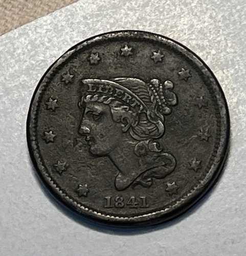 1841年製 編み込みヘア ラージセント 1セント 良品 VF +