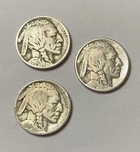初期のバッファローニッケル貨幣（3枚） - 平均以上のグレード 1915年、1916年、1917年 すべてP｜WORLD RESOURCE【QUEEN店】 20,075円