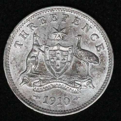 1910年 オーストラリア 3ペンス UNC、エドワード7世