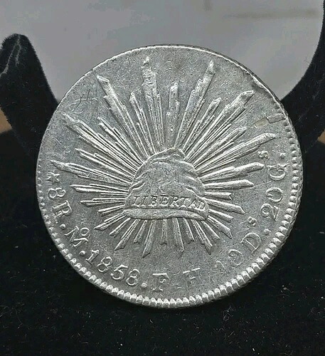 1858年-Mo TH メキシコ 8レアル銀貨 第一共和国