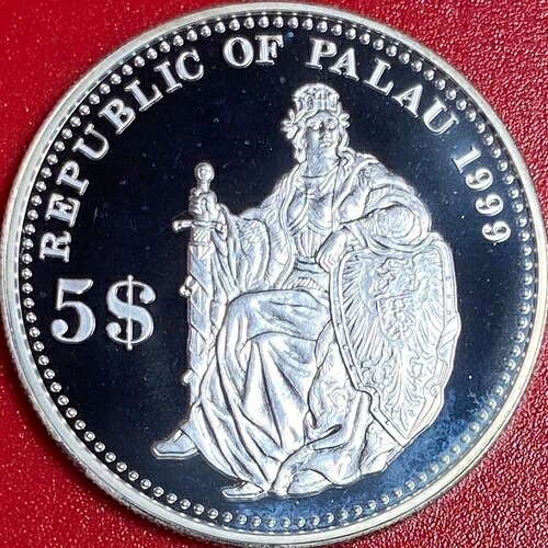 1999年 パラオ 5ドル 銀貨 プルーフ ドイツ トーゴ ゲルマニア 植民地 紋章 蛇 希少