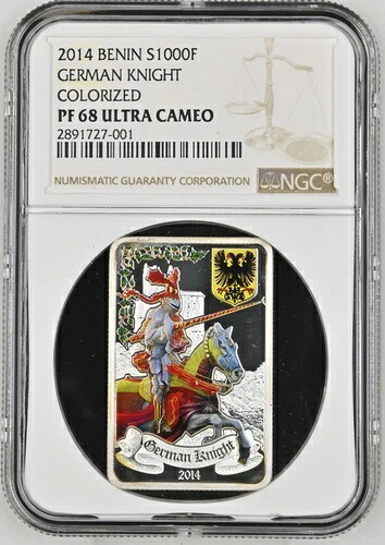 1000フラン 2014年 ベナン ドイツナイト シルバー プルーフ NGC PF68