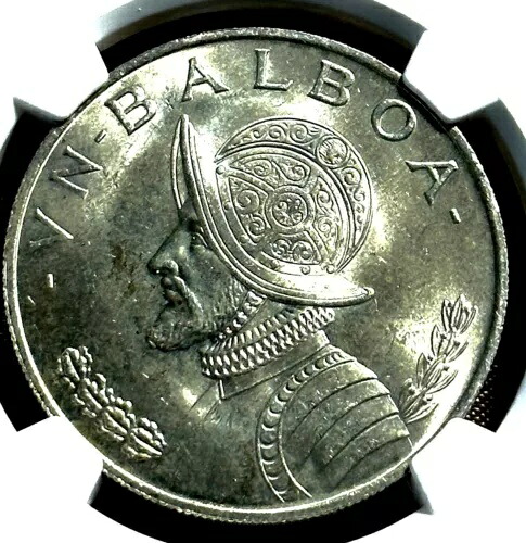 1966 NGC MS64 パナマ アンバルボア シルバー ゴージャスで美しいスーパーコイン すごい