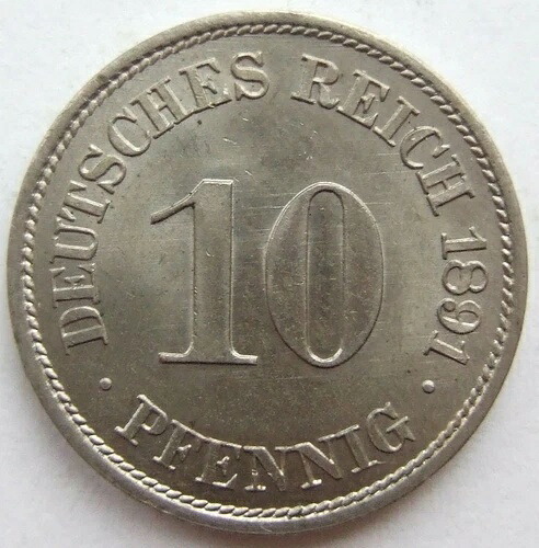 ドイツ帝国 10 ペニヒ 1891 A 未使用コイン