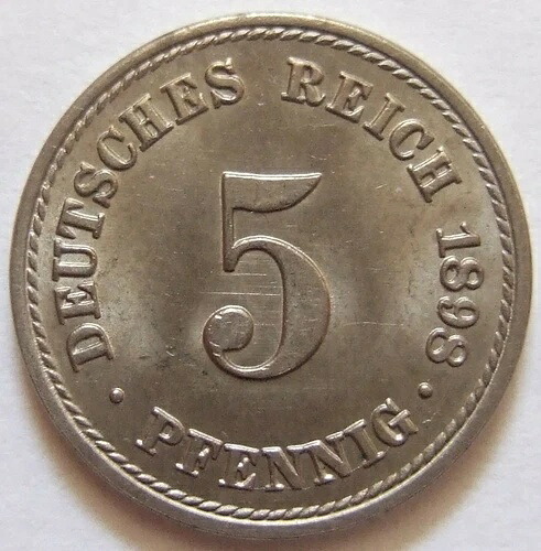 コイン ドイツ帝国 5 フェニヒ 1898 IN A 未流通