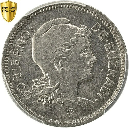 [#481899] コイン、スペイン内戦、エウスカディ、ペセタ、1937年、ブリュッセル、PCGS、MS66、MS