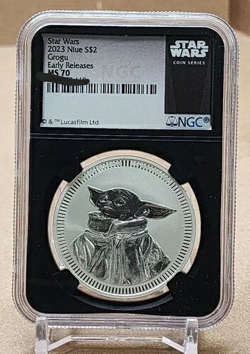 2023年 ニウエ 1オンス 2ドル スターウォーズ - マンダロリアン - グローグー / ベビーヨーダ - NGC MS70 ER