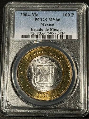 2004 メキシコ シルバー 100 ペソ エスタド デ メキシコ PCGS MS66 48,840円