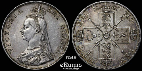 イギリス、ヴィクトリア、ダブルフローリン1887年、アラビア1、aUNC