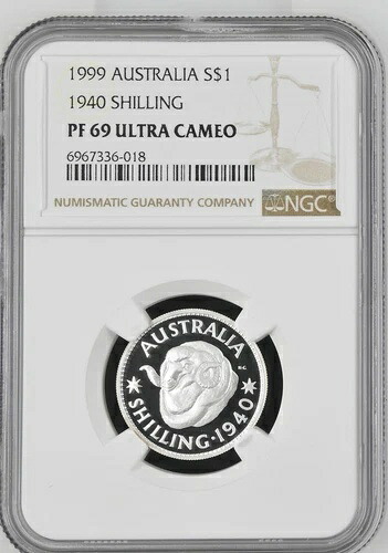 1999年 シルバー プルーフ 1ドル 1940年 シリング 羊 メリノウール マスターピース - NGC PF69 UC