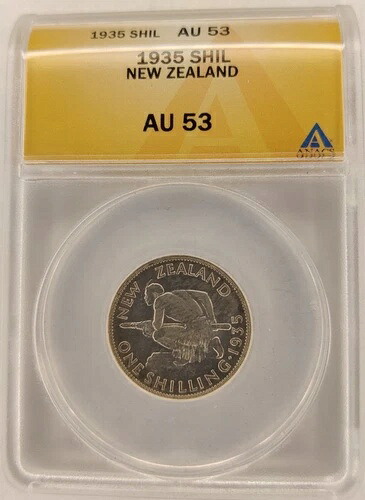 1935年ニュージーランド1シリング、グレードAU53、ANACS、希少高グレード、キーデートコイン2B 48,840円