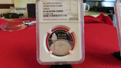 1995年 スペイン アトランタオリンピック トーチ シルバー 1000ペセタ NGC PF 68|WORLD RESOURCE【QUEEN店】