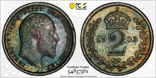 1903年 シルバー マウンディ 2ペンス PCGS PL-64 - トーン加工 グレートブリテン マウンディ 2ペンス