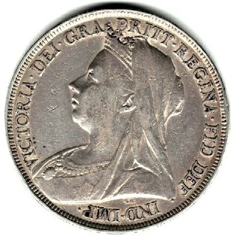 銀貨：1895年- 1 クラウンシルバー ヴィクトリア（第3代）英国 希少コイン - 重量28.28 GRM