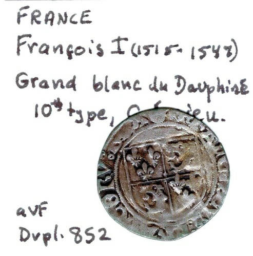 France-Francois I DOUZAIN OU GRAND BLANC DU DAUPHINE、10e タイプ、ND、CREMIEU