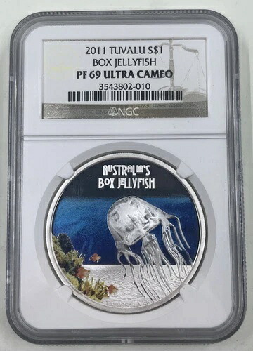2011年 ツバル S$1 NGC PF69 ウルトラカメオ ボックスクラゲ