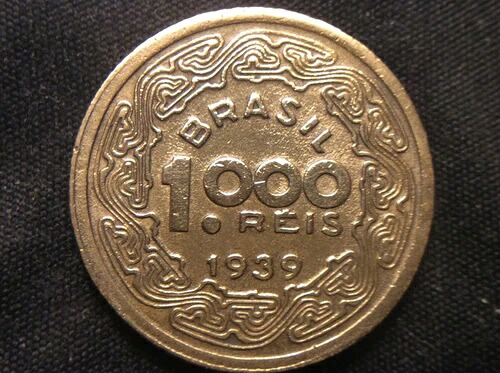 1939年、ブラジル、1000レイス、1年のみ製造**