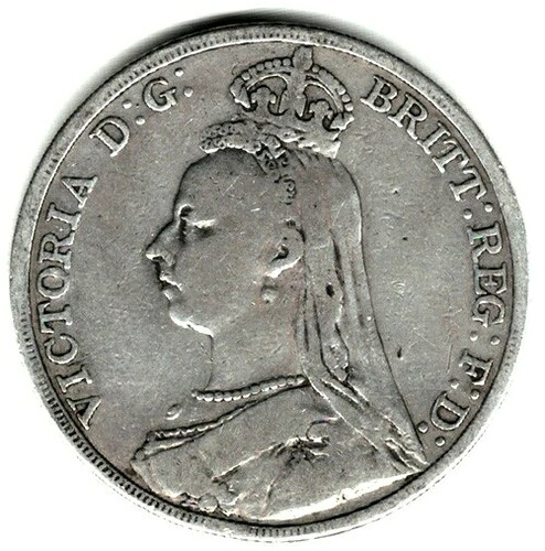 1891年 - 1 クラウン・ヴィクトリア(第2次)英国 希少銀貨 1枚 - 重量 28.28グラム#8