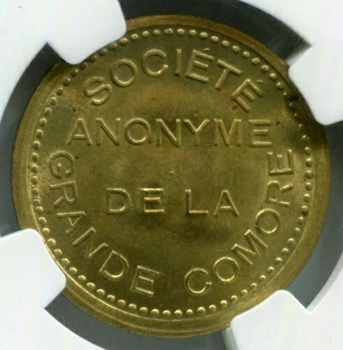 コモロ - (1915) 25セント ESSAI NGC MS 64 トークン