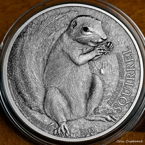 2013年パラオ - 5ドル - バーバリジリス 1オンス 銀貨（クリスタル入り） 48,840円