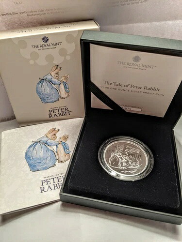 イギリス、2021年 ピーターラビットのお話 1オンス シルバー プルーフ、COA