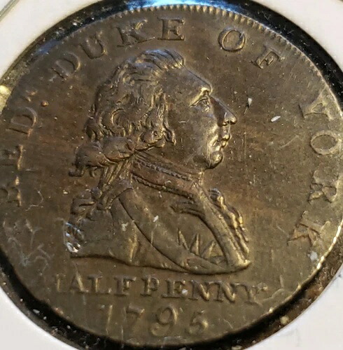 イギリス 1795年 ハーフペニー ミドルセックス ヨーク公爵 状態良好