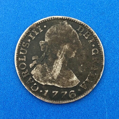 1776年 ボリビア 銀貨 2レアル カルロス3世 ポトシ造幣局 JR コロニアルミルドコイン