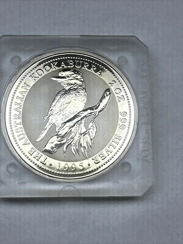 オーストラリア：1995年 2ドル クッカバラ銀貨 2オンス カプセル入り 美しいイエロートーン 48,840円