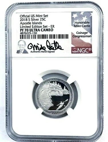 2018年 S アポストル諸島 クォータープルーフコイン NGC PF70 ウルトラカメオ マイク・キャッスル