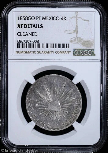 1858-Go PF 4R メキシコ 4レアル NGC XF 詳細
