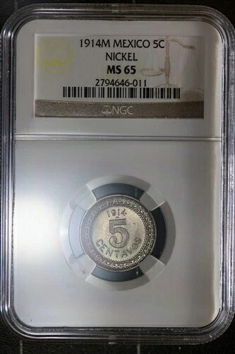 1914年メキシコ 5C ニッケル MS 65 - NGCグレードより高いグレードのコインはわずか6枚 44,330円