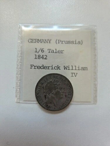 1842A ドイツ 1/6 ターラー銀貨 フリードリヒ・ヴィルヘルム4世 プロイセン