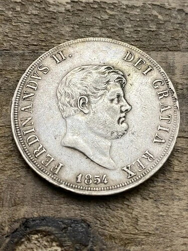 1854年 イタリア諸州 ナポリとシチリア 120グラナ銀貨 フェルディナンド2世