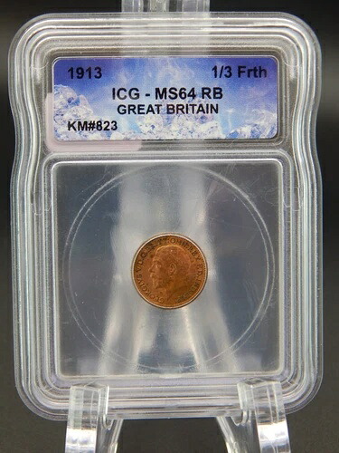 1913年 イギリス 1/3 ファージング Frth ICG MS 64 RB - アイスキューブホルダー (BT853)