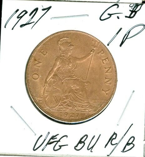 1927年 英国製 ペニー ウルトラファイネストグレード ジェム BU R/B レア *