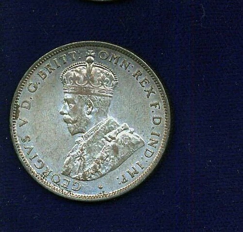 オーストラリア ジョージ5世 1917-M 1フロリン銀貨 VF/XF、KM-27
