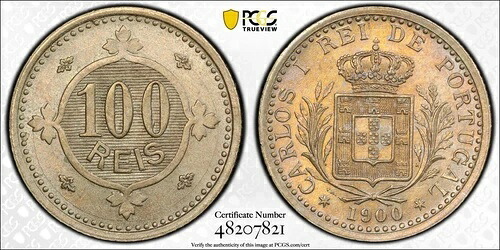 ポルトガル 1900 100 レイ PCGS MS64