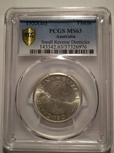 SBP23 オーストラリア フローリン 1953年 (m) 小型裏歯状 PCGS MS 63