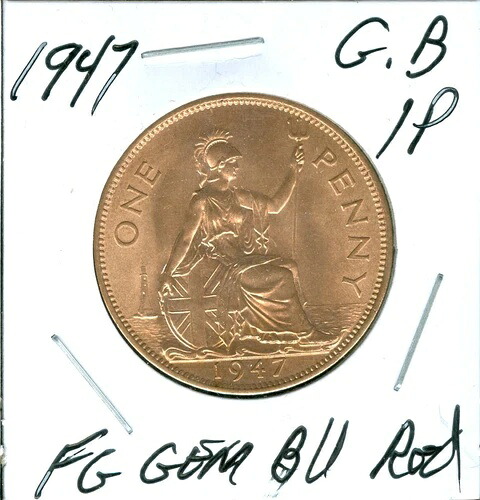 1947年 英国製 ペニー 最高級 ジェム BU レッド レア *