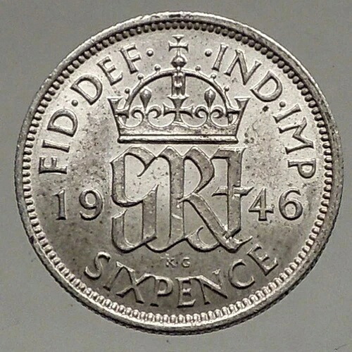 1946年 イギリス ジョージ6世 銀貨 6ペンス i56883