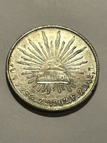 1902-Zs FZ メキシコ シルバー ペソ XF+++ #10690