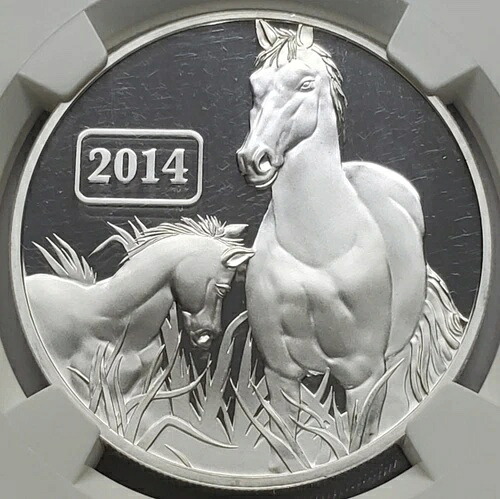 2014年 トケラウ 5ドル 午年 リバースプルーフ NGC PF69 銀貨 PM0064