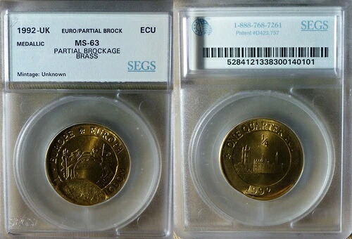エラー:Europa Pattern 1992 UK 1 Ecu Partial Brockage MS63 CT183