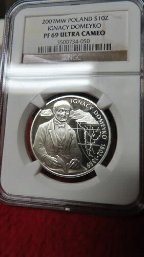 2007年 ポーランド 銀貨 10zl NGC PF69 2002年 イグナツィ・ドメイコ