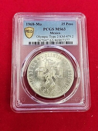 1968年-Mo PCGS MS63 メキシコ | シルバー オリンピック ローリング タイプ3 25ペソコイン｜WORLD RESOURCE【QUEEN店】 46,860円